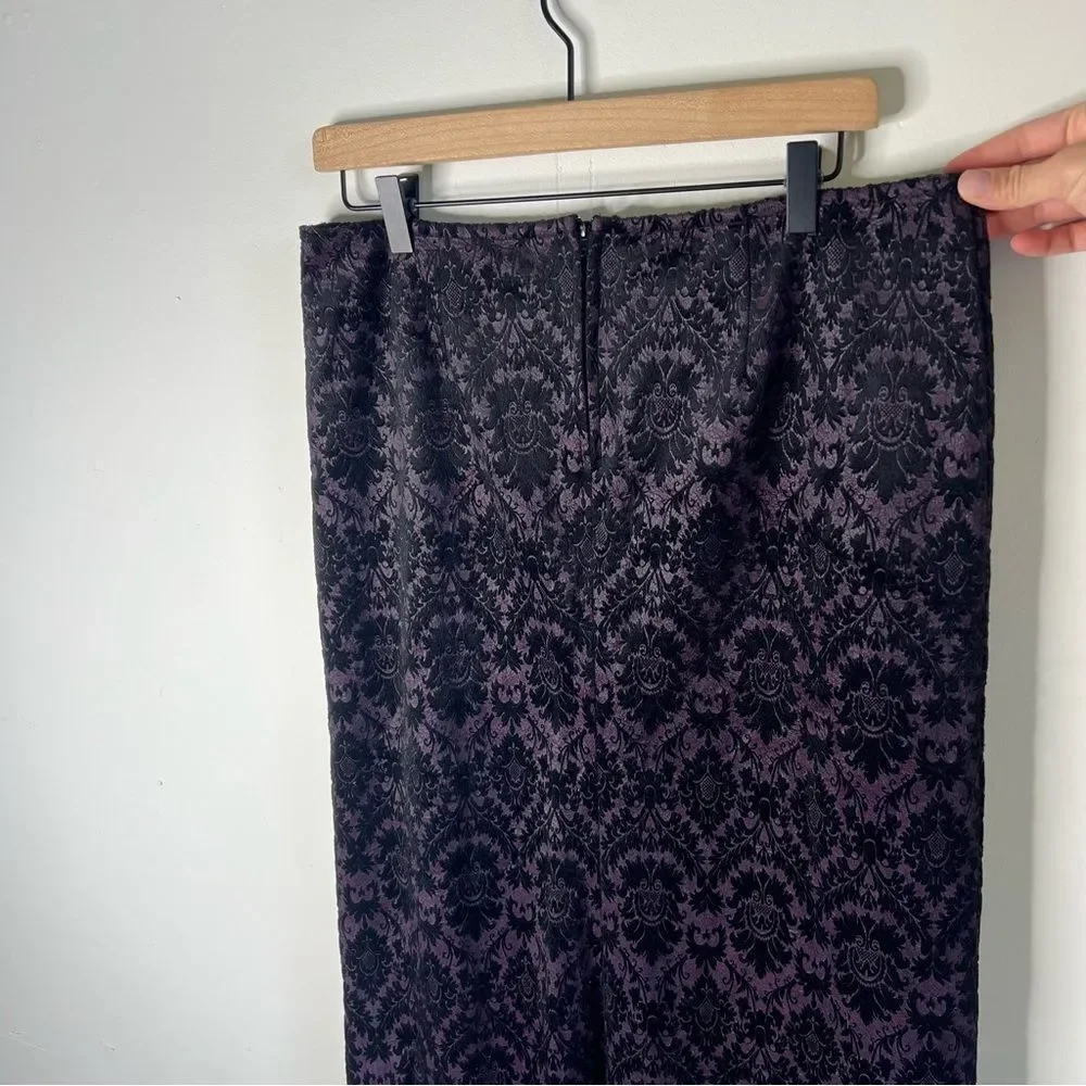 LIP SERVICE Vintage Black and Purple Velvet Lace Maxi Pencil Skirt Large LA USA